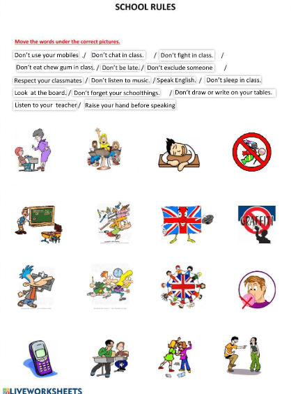 Theme 1 - School Rules Worksheet 3
